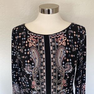 White House Black Market Black Pink Paisley Print Shift Dress Size XL